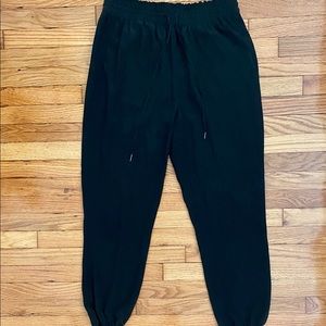 JOIE Caviar Black Silk Joggers with Drawstring